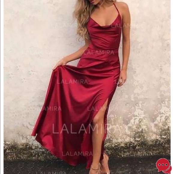 burgundy satin formal dress